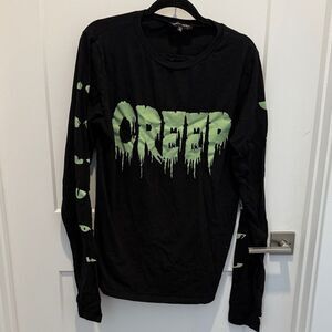 Trickz N Treatz Goth Glow In Dark Creep Long Sleeve Shirt, Size XL, Unisex